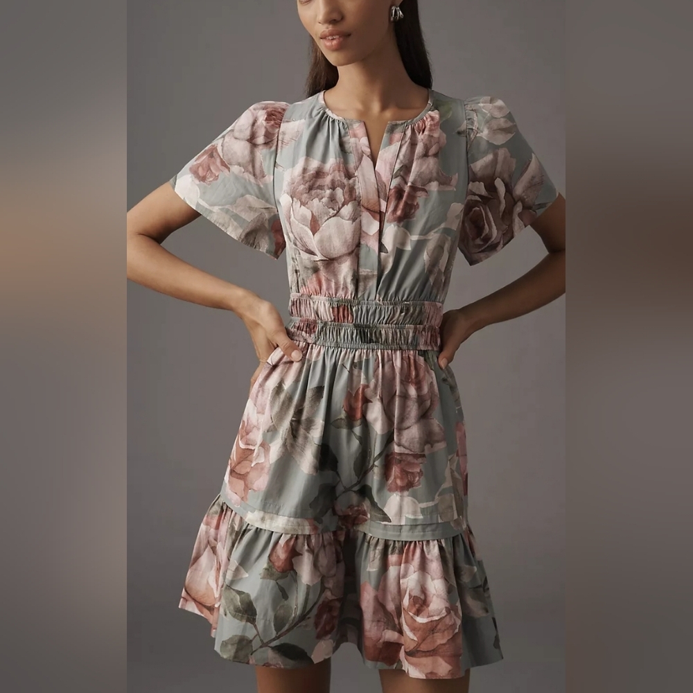 Loverly Grey x Anthropologie The Somerset Mini Dress Floral